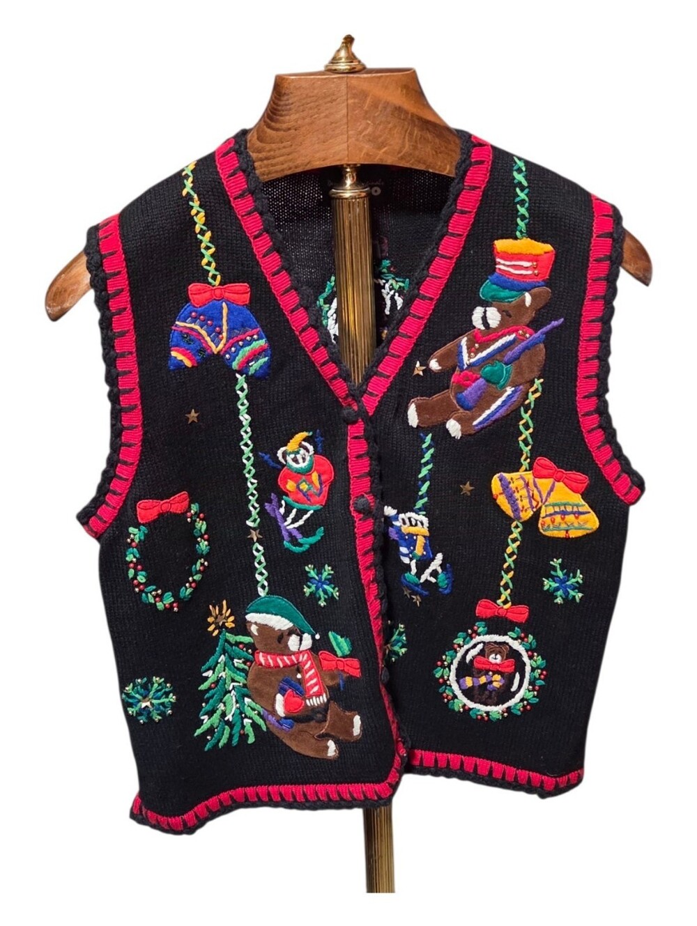 Vintage 90s Designer Originals Studio Christmas Holiday Sweater Vest Size Large